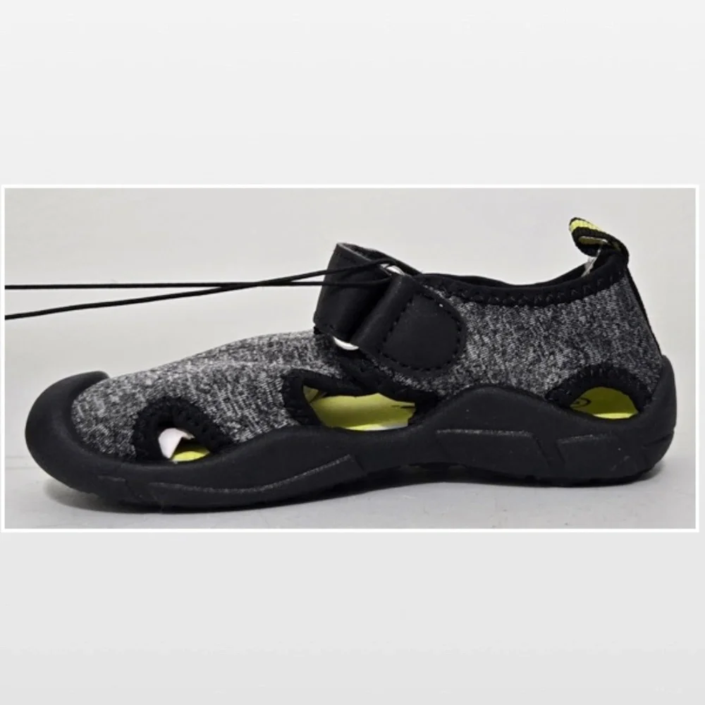 New Wave Zone Shoes Boys Size 7 Toddlers Kids Grey Yellow Fisherman NWT